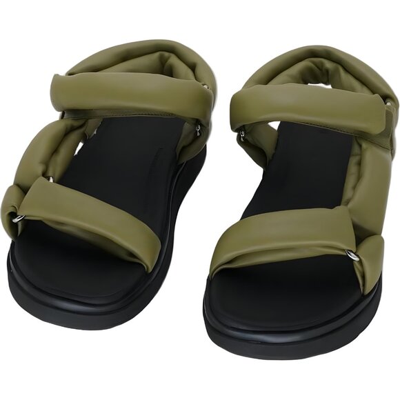 FitFlop Gen-FF Soft Leather Platform Sandals Black Camo Green 10 US EU 42 - Picture 5 of 6